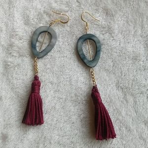 Stone and Tassel Earrings